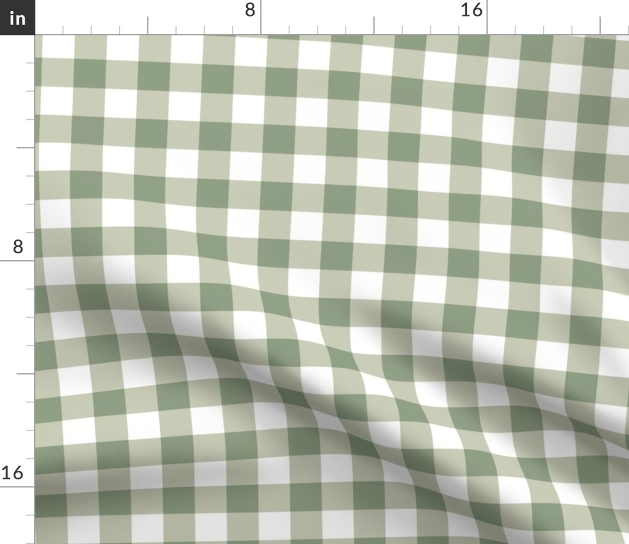 Traditional Plaid Sage Green Eucalyptus White Tartan Gingham Farmhouse Cottagecore Custom Printed Fabric by Spoonflower Various Fabrics by the Yard or Fat Quarter 7409582